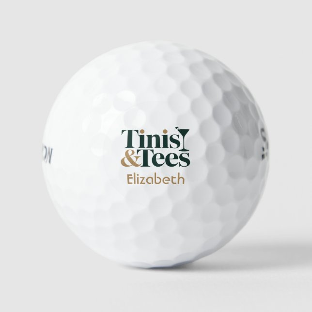 Personalisierte Tinis & Tees Golf Junggesellinnena Golfball (Vorderseite)