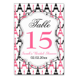 Personalisierte Tischnummern Eiffel-Turm Rosas