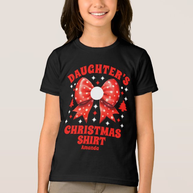 Personalisierte Tochter's Christmas Red Bow Shirt (Vorderseite)