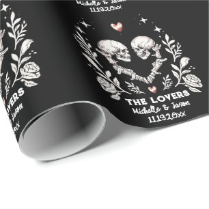 Personalisierte Todesliebhaber Gothic-Skelett-Hoch Geschenkpapier