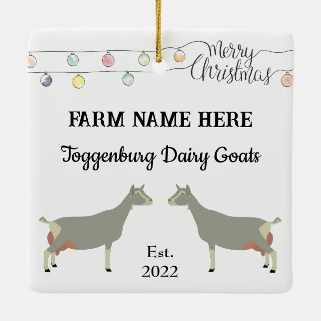 Personalisierte Toggenburg Milchziege Weihnachten Keramikornament (Rückseite)