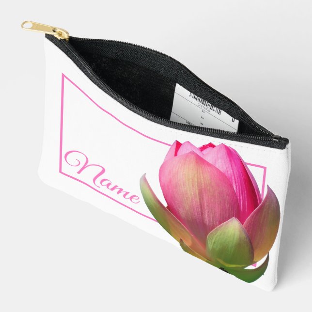Personalisierte Toilettenbeutel - Rosa Lotus Zubehörtasche (Offen)