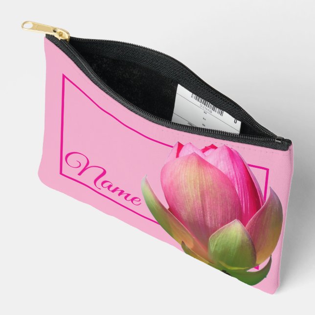 Personalisierte Toilettenbeutel - Rosa Lotus Zubehörtasche (Offen)