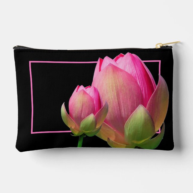 Personalisierte Toilettenbeutel - Rosa Lotus Zubehörtasche (Rückseite)