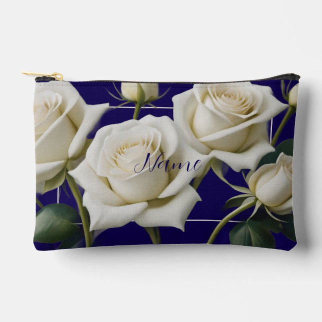 Personalisierte Toilettenbeutel - Weiße Rose Zubehörtasche (Vorderseite)