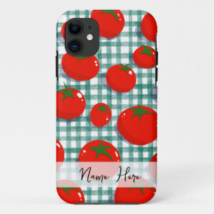 Personalisierte Tomate auf grünem Gingham-Handyhül Case-Mate iPhone Hülle