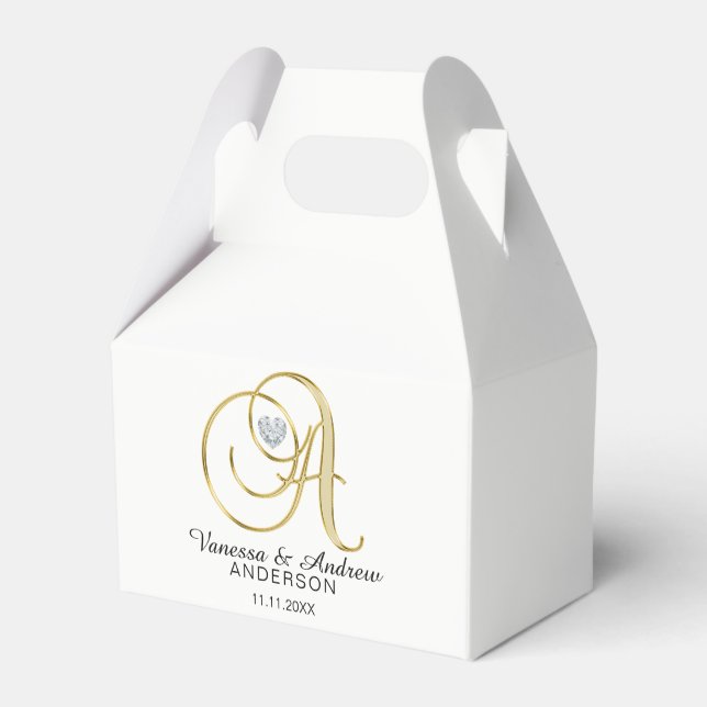 Personalisierte Topografie Gold Monogram Letter 'A Geschenkschachtel (Vorderseite)