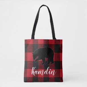 Personalisierte Tote Beutel Rotes Buffalo Karierte Tasche