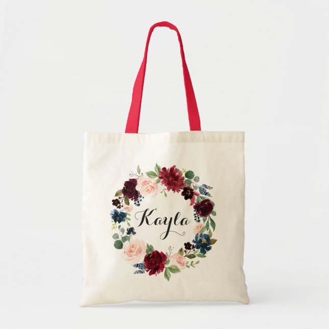 Personalisierte Tote Tasche. Blumenbeutel. Bridesm Tragetasche (Vorne)