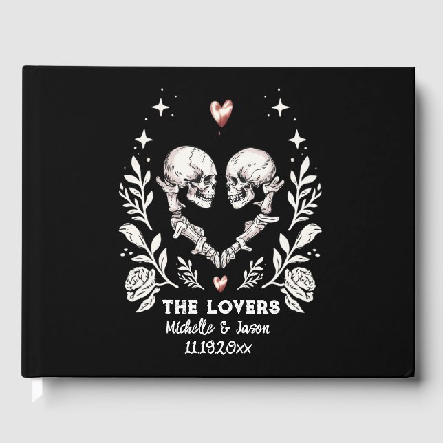 Personalisierte Totenliebhaber Gothic Skeletts Hoc Gästebuch (Vorderseite)