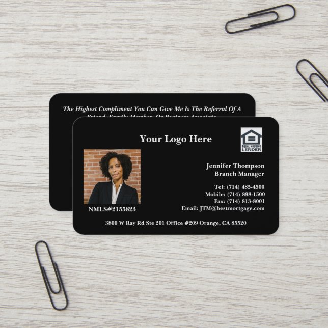 Personalisierte Touch für Hypotheken Beruflich Visitenkarte (Vorderseite/Rückseite Beispiel)