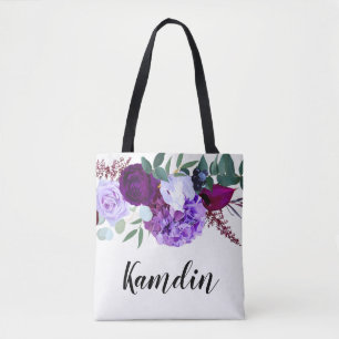 Personalisierte Tragetasche Lavendel Hibiskus auf  Tasche