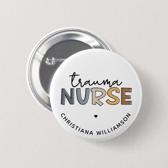 Personalisierte Trauma Nurse Trauma Pflegegeschenk Button (Vorne & Hinten)