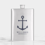 Personalisierte Trauzeuge der Nautischen Marine Flachmann<br><div class="desc">Moderne Minimalistische Nautical Navy Blue Anchor Personalisierte Trauzeugen Classic Flask mit marineblau blauem Anker und personalisiertem Trauzeuge-Namen mit Titel in marineblau modernen Sans Serif Schriftart Stil. Auch perfekt für Trauzeuge,  Brautvater und mehr.</div>