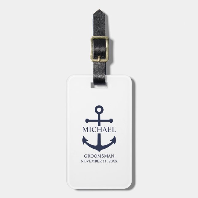 Personalisierte Trauzeuge der Nautischen Marine Gepäckanhänger (Vorderseite vertikal)