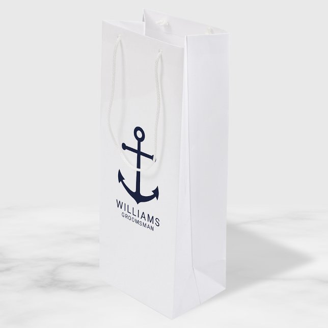 Personalisierte Trauzeuge der Nautischen Marine Geschenktüte Für Weinflaschen (Von Creator hochgeladen)