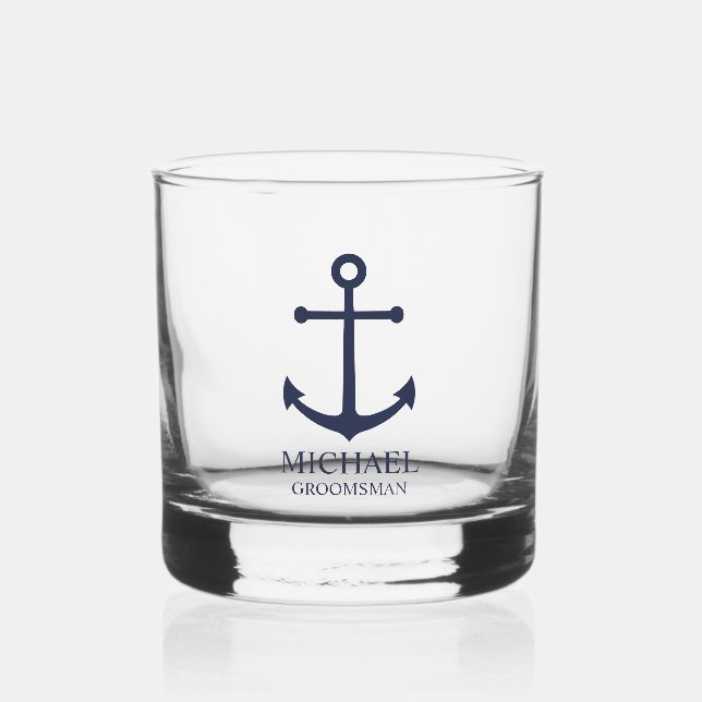 Personalisierte Trauzeuge der Nautischen Marine Whiskyglas (Vorderseite)