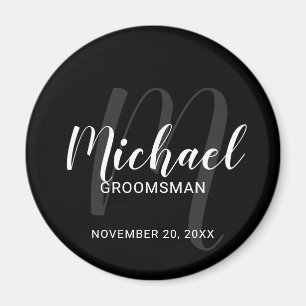 Personalisierte Trauzeugen für Schwarze Schrift Magnet