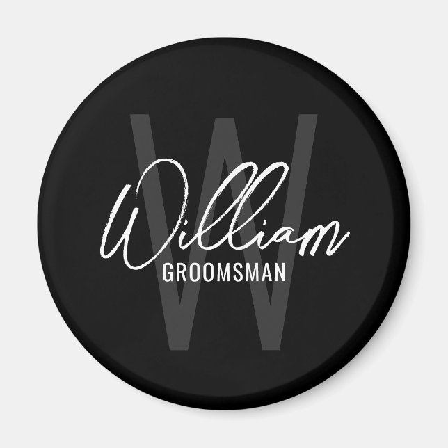 Personalisierte Trauzeugen für Schwarze Schrift Magnet (Vorne)