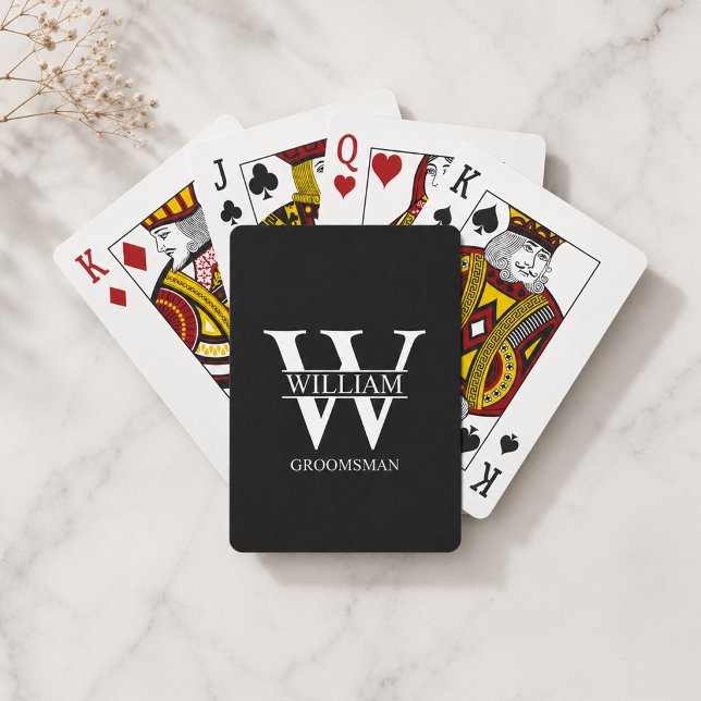 Personalisierte Trauzeugen-Monogramm & Name Spielkarten (Von Creator hochgeladen)