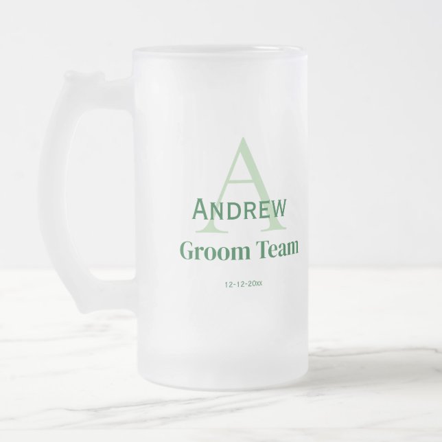 personalisierte Trauzeugen von einfachen Monogramm Mattglas Bierglas (Links)