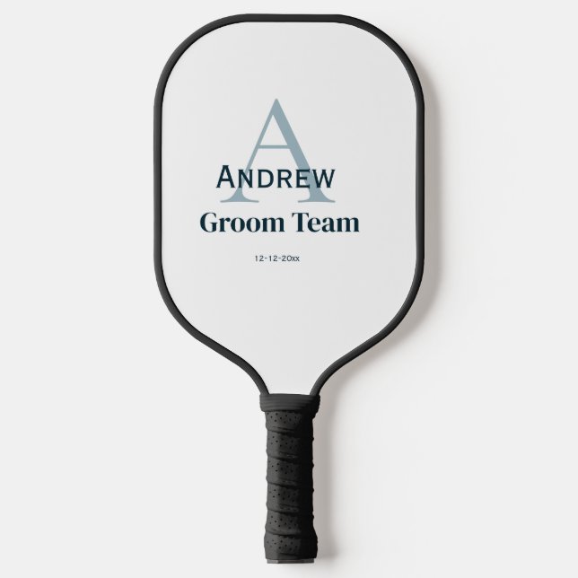 personalisierte Trauzeugen von einfachen Monogramm Pickleball Schläger (Vorderseite)