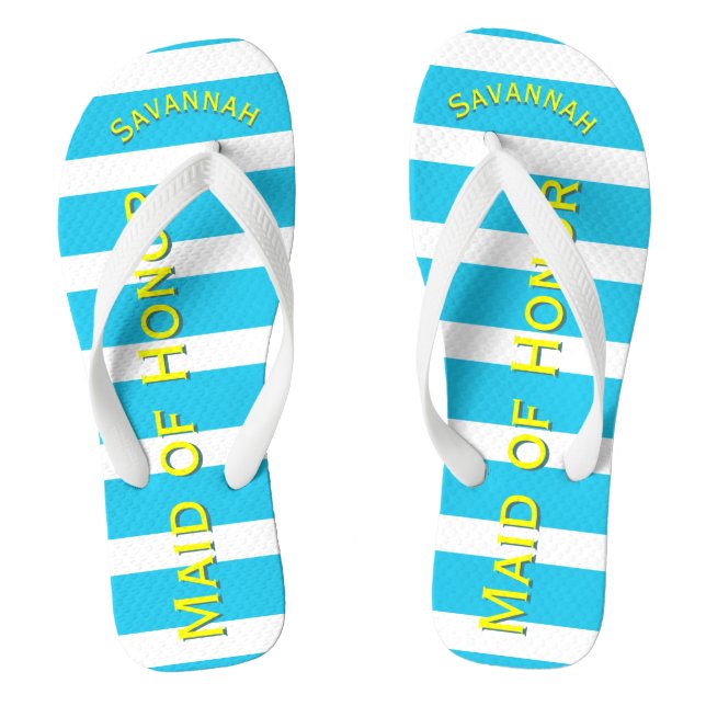 Personalisierte Trauzeugin Aqua gelb Farbe Flip Flops (Fußbett)