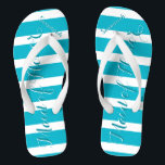 Personalisierte Trauzeugin Aqua oder Farbe Flip Flops<br><div class="desc">Sea Blue Aqua Stripes Muster - Ändern Sie die Farbe,  indem Sie auf Anpassen klicken. Und sagen Sie alles,  was Sie gewollt haben. Machen Sie diese eine Art Flip Flops,  die Ihre Nachricht auf ihnen haben. Sei das Gerede vom Strand!</div>
