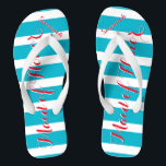 Personalisierte Trauzeugin Aqua oder Farbe Flip Flops<br><div class="desc">Sea Blue Aqua Stripes Muster - Ändern Sie die Farbe,  indem Sie auf Anpassen klicken. Und sagen Sie alles,  was Sie gewollt haben. Machen Sie diese eine Art Flip Flops,  die Ihre Nachricht auf ihnen haben. Sei das Gerede vom Strand!</div>