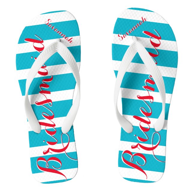 Personalisierte Trauzeugin Aqua oder Farbe Flip Flops (Fußbett)