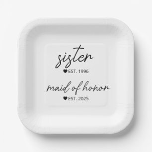 Personalisierte Trauzeugin Geschenk, Schwester Wed Pappteller