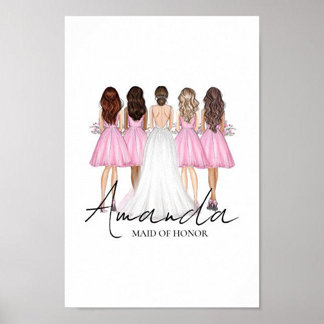 Personalisierte Trauzeugin Individuelle Name Poster (Vorne)