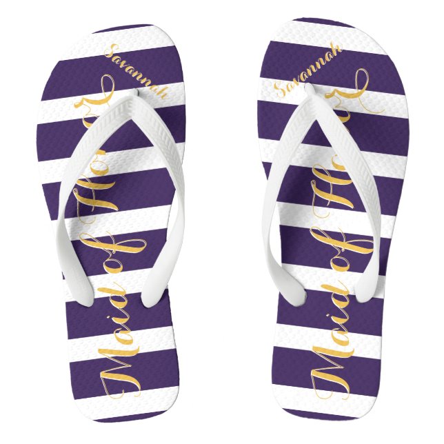 Personalisierte Trauzeugin Lila Gelb, Farbe Flip Flops (Fußbett)