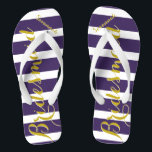 Personalisierte Trauzeugin Lila Gelb, Farbe Flip Flops<br><div class="desc">Rich Gold und Twilight Lila Hochzeitsfeier Flip Flops Bride,  Bridesmaid oder Trauzeugin. Sogar für die Typ,  Gräuel,  Trauzeuge und Trauzeuge Flipflops.</div>