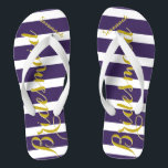 Personalisierte Trauzeugin Lila Gelb, Farbe Flip Flops<br><div class="desc">Rich Gold und Twilight Lila Hochzeitsfeier Flip Flops Bride,  Bridesmaid oder Trauzeugin. Sogar für die Typ,  Gräuel,  Trauzeuge und Trauzeuge Flipflops.</div>