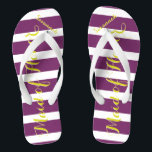 Personalisierte Trauzeugin Lila Gelb, Farbe Flip Flops<br><div class="desc">Muster für gelbe und Lila Pflaumenmuster - Ändern Sie die Farbe,  indem Sie auf Anpassen klicken. Und sagen Sie alles,  was Sie gewollt haben. Machen Sie diese eine Art Flip Flops,  die Ihre Nachricht auf ihnen haben. Sei das Gerede vom Strand!</div>