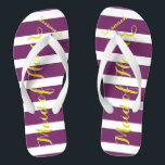 Personalisierte Trauzeugin Lila Gelb, Farbe Flip Flops<br><div class="desc">Muster für gelbe und Lila Pflaumenmuster - Ändern Sie die Farbe,  indem Sie auf Anpassen klicken. Und sagen Sie alles,  was Sie gewollt haben. Machen Sie diese eine Art Flip Flops,  die Ihre Nachricht auf ihnen haben. Sei das Gerede vom Strand!</div>