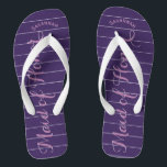 Personalisierte Trauzeugin Lila oder Farbe Flip Flops<br><div class="desc">Lila und Lavendel-Streifen-Muster - Ändern Sie die Farbe durch Klicken auf Anpassen. Und sagen Sie alles, was Sie gewollt haben. Machen Sie diese eine Art Flip Flops, die Ihre Nachricht auf ihnen haben. Sei das Gerede vom Strand! Hochzeitsfeiern, Junggeselinnen-Abschied, tropische Küstenlandschaft, Meereskreuzfahrtstrand, Hochzeitsfeier Geschenke, Ziel-Insel, Kreuzfahrtschiff Hochzeit, Trauzeugin Geschenke, Brautparty...</div>