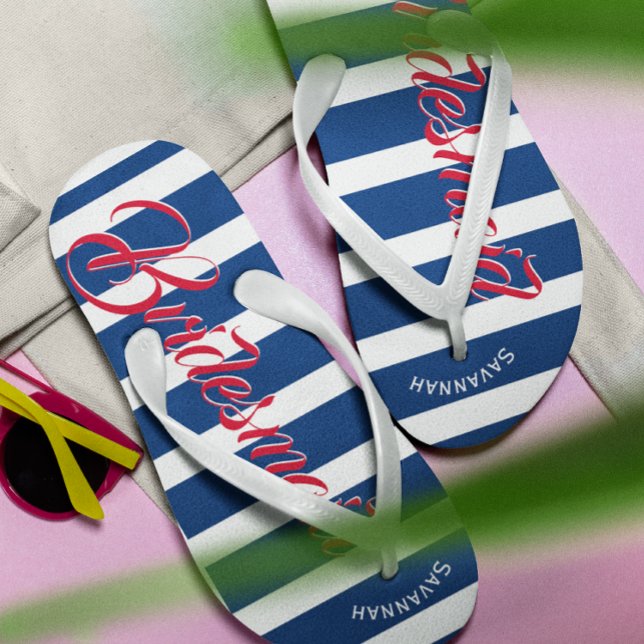 Personalisierte Trauzeugin Marine und Rosa Flip Flops (Von Creator hochgeladen)