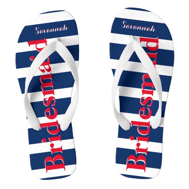 Personalisierte Trauzeugin Red White Blue Flip Flops (Fußbett)