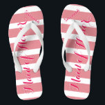 Personalisierte Trauzeugin Rosa oder eine beliebig Flip Flops<br><div class="desc">Pink Streifen Muster - Ändern Sie die Farbe durch Klicken auf Anpassen. Und sagen Sie alles, was Sie gewollt haben. Machen Sie diese eine Art Flip Flops, die Ihre Nachricht auf ihnen haben. Sei das Gerede vom Strand! Hochzeitsfeiern, Junggeselinnen-Abschied, tropische Küstenlandschaft, Meereskreuzfahrtstrand, Hochzeitsfeier Geschenke, Ziel-Insel, Kreuzfahrtschiff Hochzeit, Trauzeugin Geschenke, Brautparty...</div>