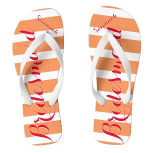 Personalisierte Trauzeugin Rot und Korallen Flip Flops