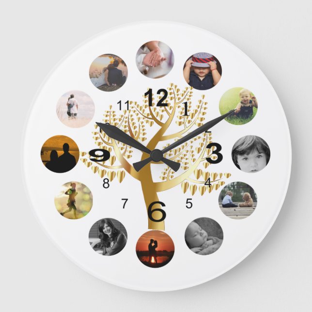 Personalisierte Treppenhalterung mit Fotos Große Wanduhr (Vorderseite)