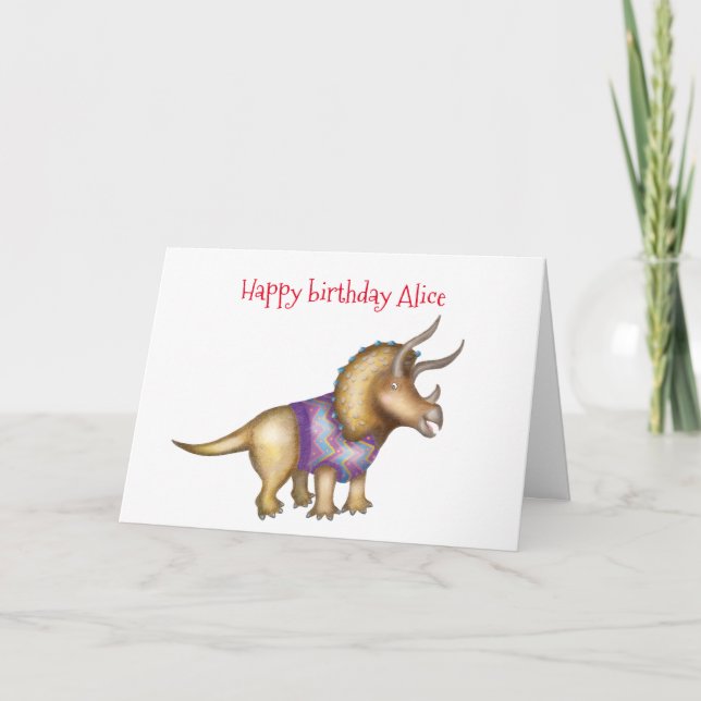Personalisierte Triceratops Geburtstagskarte Karte (Vorderseite)