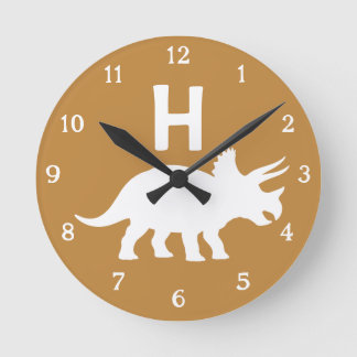 Personalisierte Triceratops Kinder Wanduhr Neutral