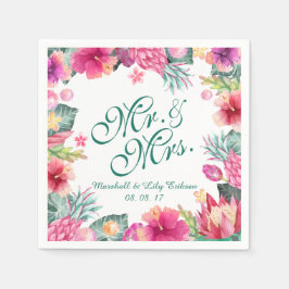 Personalisierte Tropenblumenhochzeit | Napkin Serviette