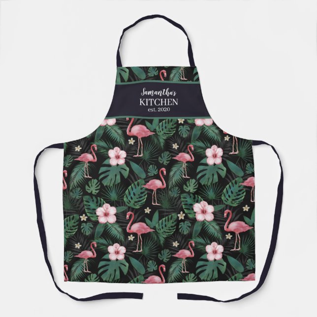 Personalisierte Tropenrosa Flamingo-Schürze Schürze (Vorderseite)