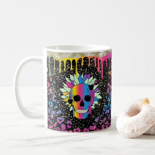 Personalisierte Tropfschädel Design Coffee Tasse C (Mit Donut)