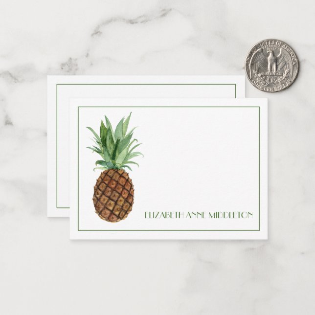 Personalisierte tropische Ananas Mitteilungskarte (Vorderseite/Rückseite Beispiel)