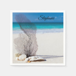 Personalisierte Tropische Muschel Corcocktail Napk Serviette